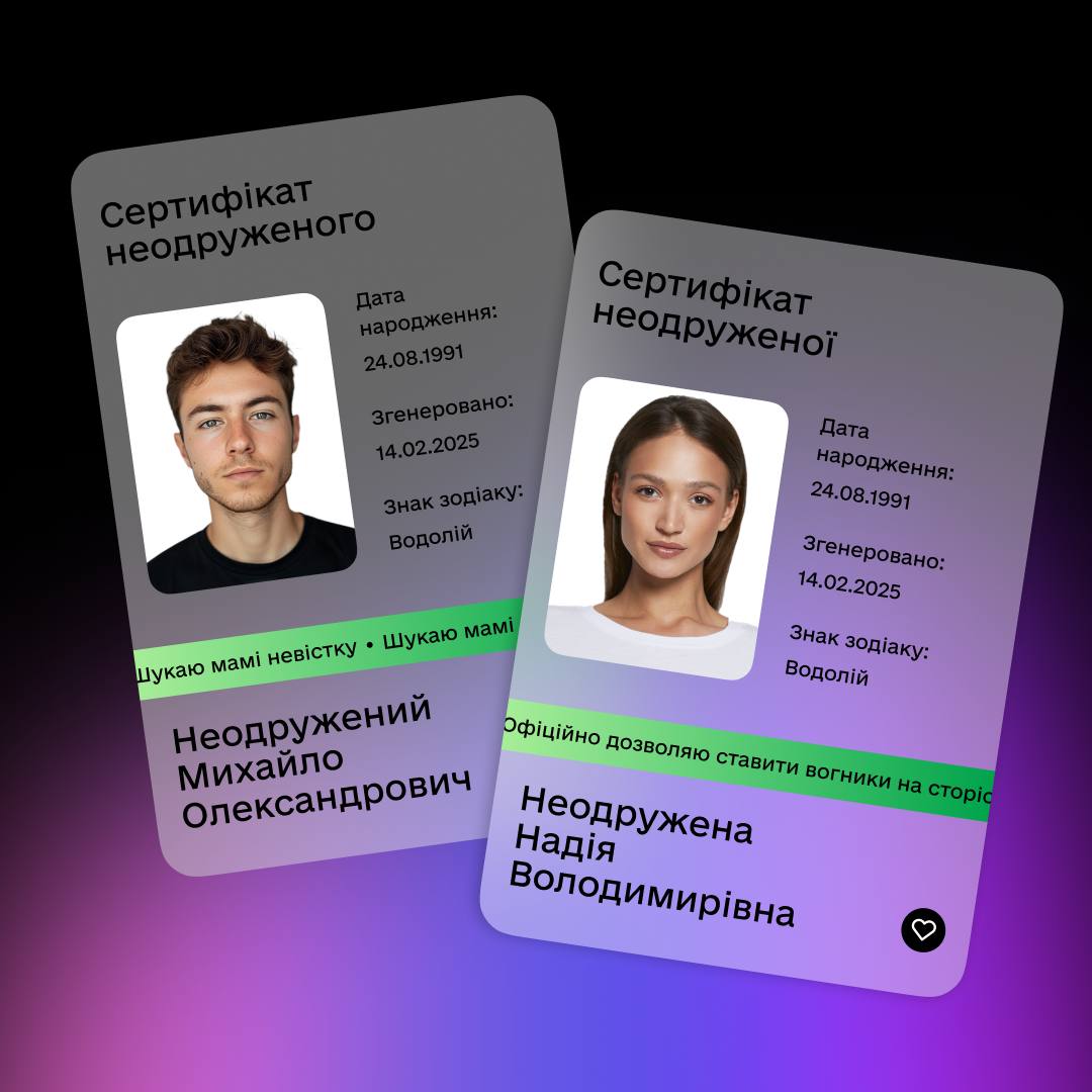 До Дня Закоханих в “Дії” запустили новий документ: Сертифікат неодружених (має доказову базу, але не юридичну силу)